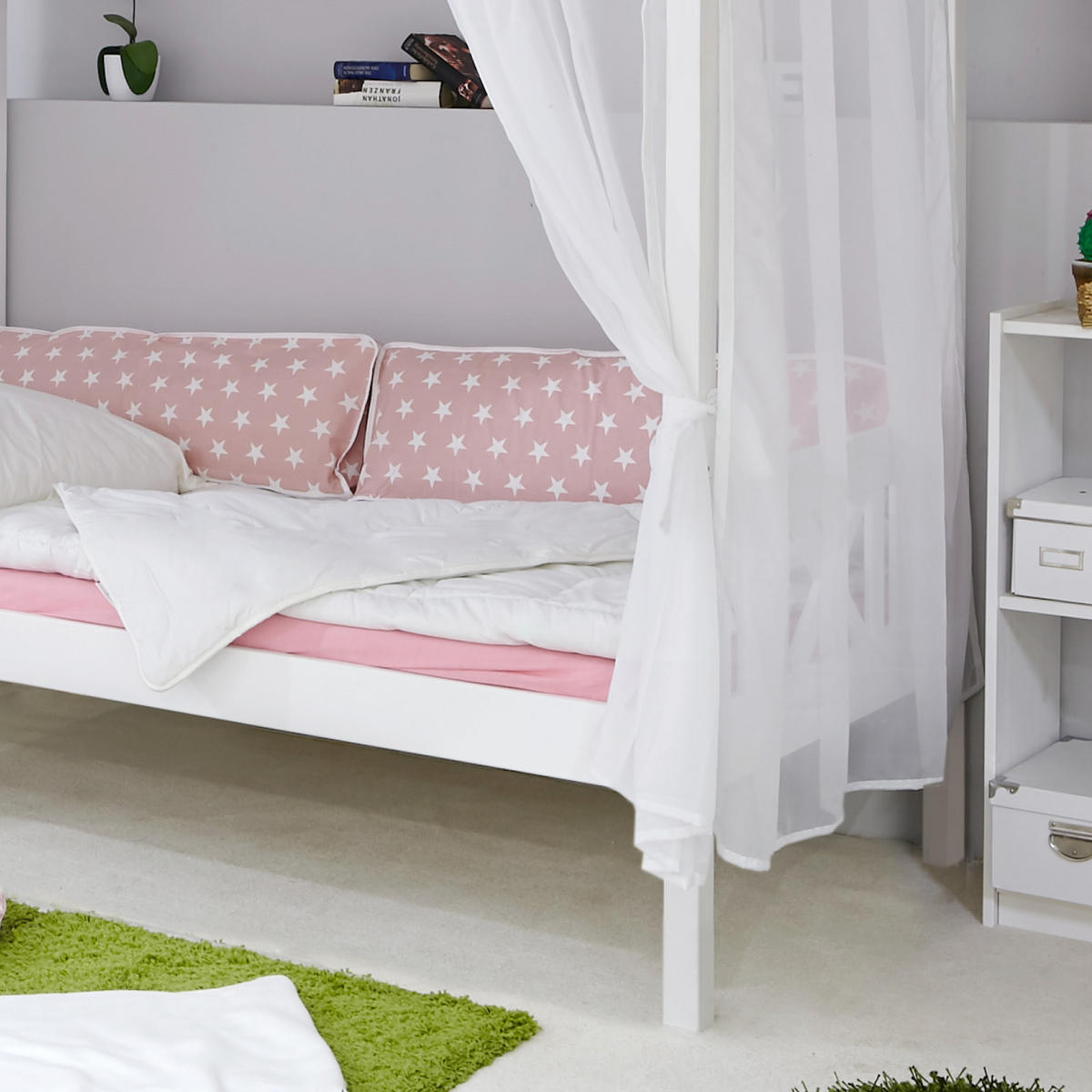 HIMMELBETT 90/200 cm  in Rosa, Weiß  - Weiß/Rosa, MODERN, Holz (90/200cm) - MID.YOU