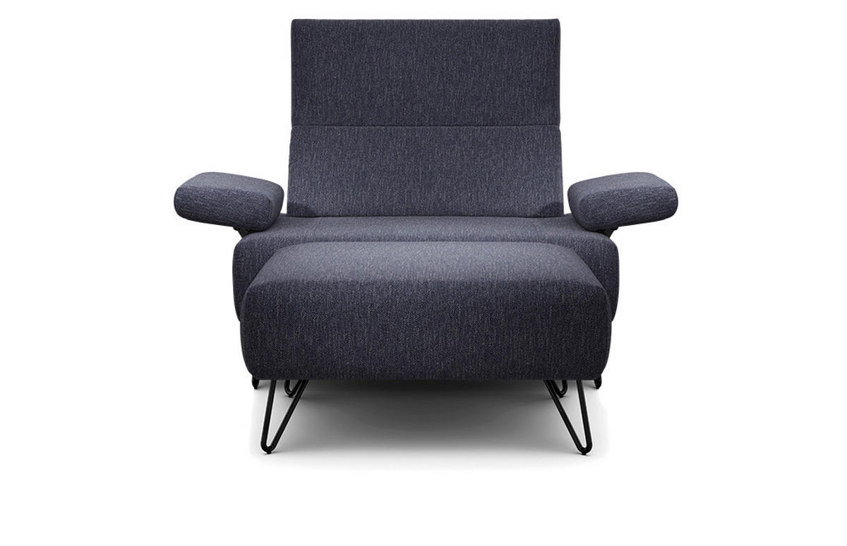 SESSELSET Chenille Armteilverstellung, Hocker    - Blau/Schwarz, Design, Textil/Metall (114-142/85/86-94cm) - SENSOO