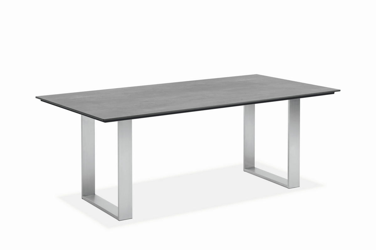 GARTENTISCH Kunststoff Edelstahlfarben, Grau rechteckig  - Edelstahlfarben/Grau, Design, Kunststoff/Metall (160/95/76cm)