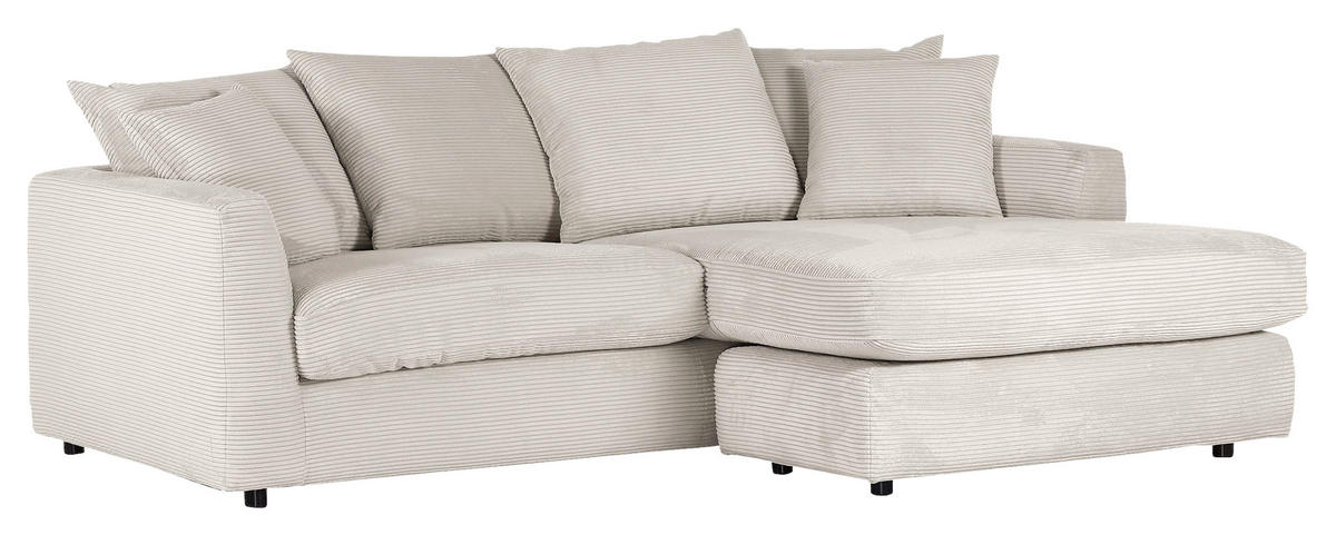 ECKSOFA Naturfarben Cord Zierkissen, Rückenkissen, Rücken echt  - Schwarz/Naturfarben, Design, Kunststoff/Textil (235/175cm) - home24