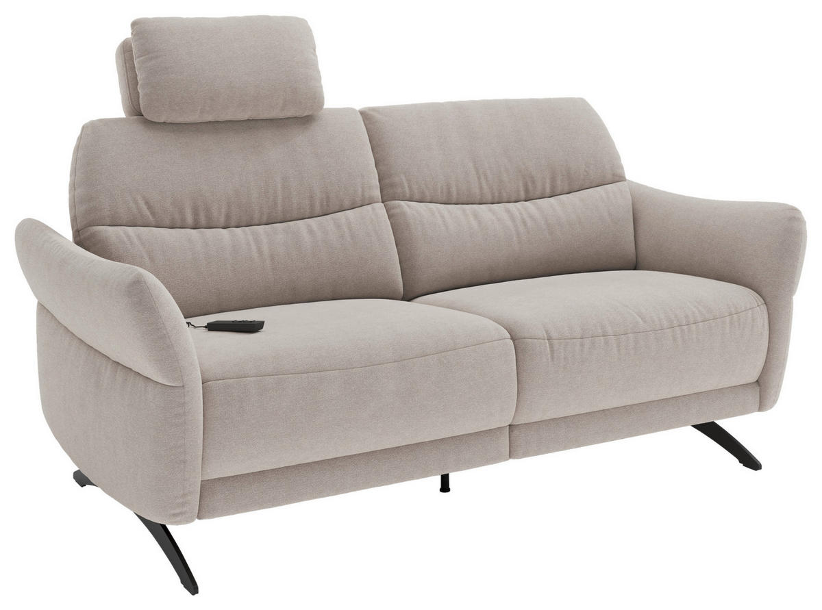 3-SITZER-SOFA  in Flachgewebe Sandfarben  - Sandfarben/Schwarz, KONVENTIONELL, Textil/Metall (196/91/92cm) - Pure Home Comfort
