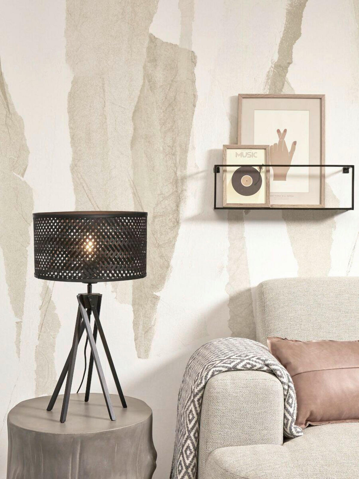STOLNÍ LAMPA, nástěnný stmívač, 32/56/32 cm - černá, Trend (32/56/32cm) - Good & Mojo