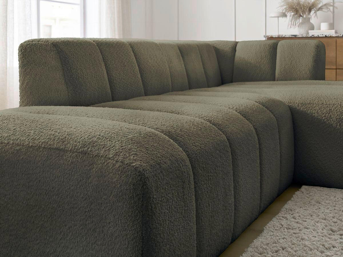 ECKSOFA  ANNECY Grün Bouclé  - Schwarz/Grün, MODERN, Kunststoff/Textil (262/170cm)