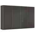SCHWEBETÜRENSCHRANK 361/223/68 cm 4-türig Graphitfarben  - Chromfarben/Graphitfarben, KONVENTIONELL, Glas/Holzwerkstoff (361/223/68cm) - Novel