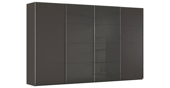 SCHWEBETÜRENSCHRANK 361/223/68 cm 4-türig Graphitfarben  - Chromfarben/Graphitfarben, KONVENTIONELL, Glas/Holzwerkstoff (361/223/68cm) - Novel