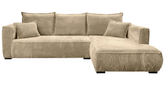 ECKSOFA Beige Cord Zierkissen, Rückenkissen  - Beige/Schwarz, MODERN, Holz/Textil (322/208cm) - Carryhome