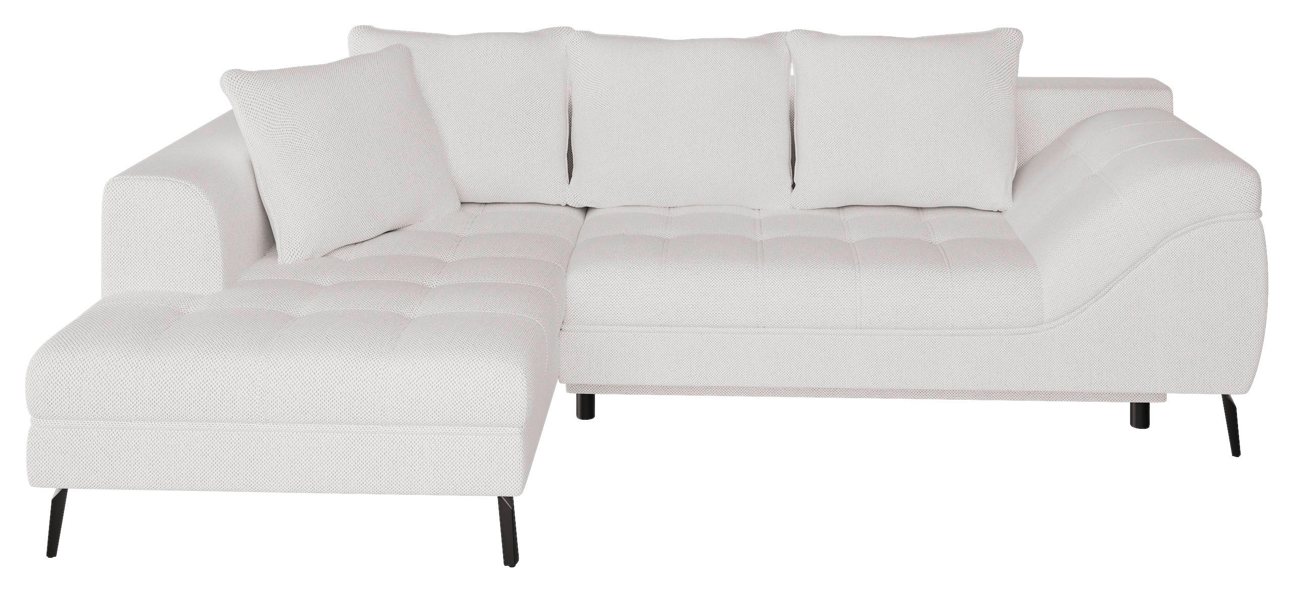 Ecksofa inkl. Funktionen Beige Webstoff Rückenkissen, Bettkasten, Schlaffunktion, Rücken echt  - Beige/Schwarz, MODERN, Textil/Metall (177/279cm) - Stylife