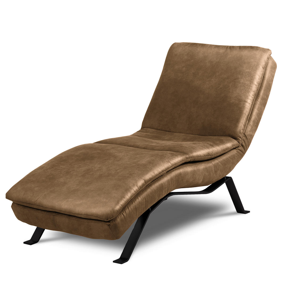 RELAXLIEGE in Echtleder Braun  - Schwarz/Braun, Design, Leder/Metall (65/95/171cm) - Celina Home