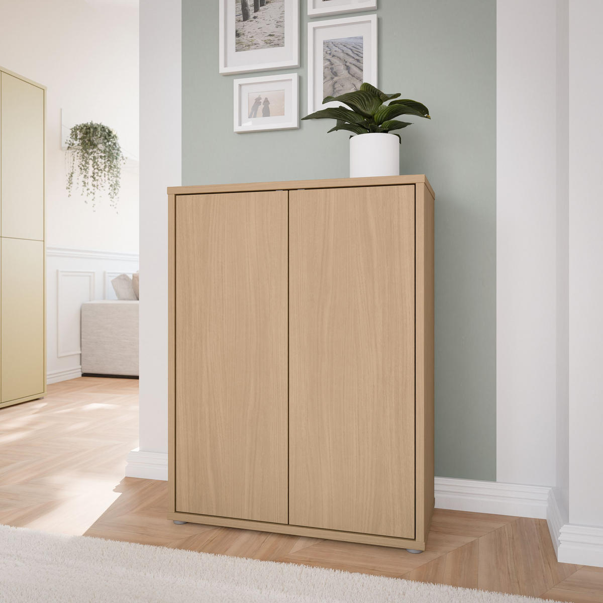 SCHUHSCHRANK Eichefarben  - Eichefarben/Grau, MODERN, Holzwerkstoff/Kunststoff (74,5/99,1/34,9cm) - Carryhome