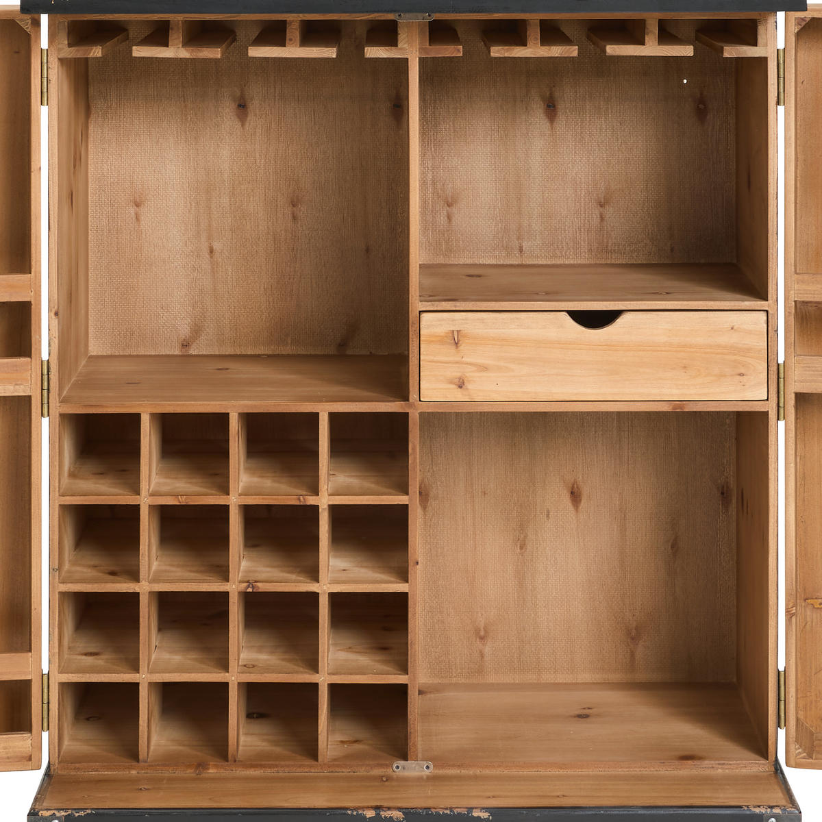 BARSCHRANK Tanne massiv Naturfarben, Schwarz  - Schwarz/Naturfarben, LIFESTYLE, Holz/Metall (84/92/46cm) - Landscape