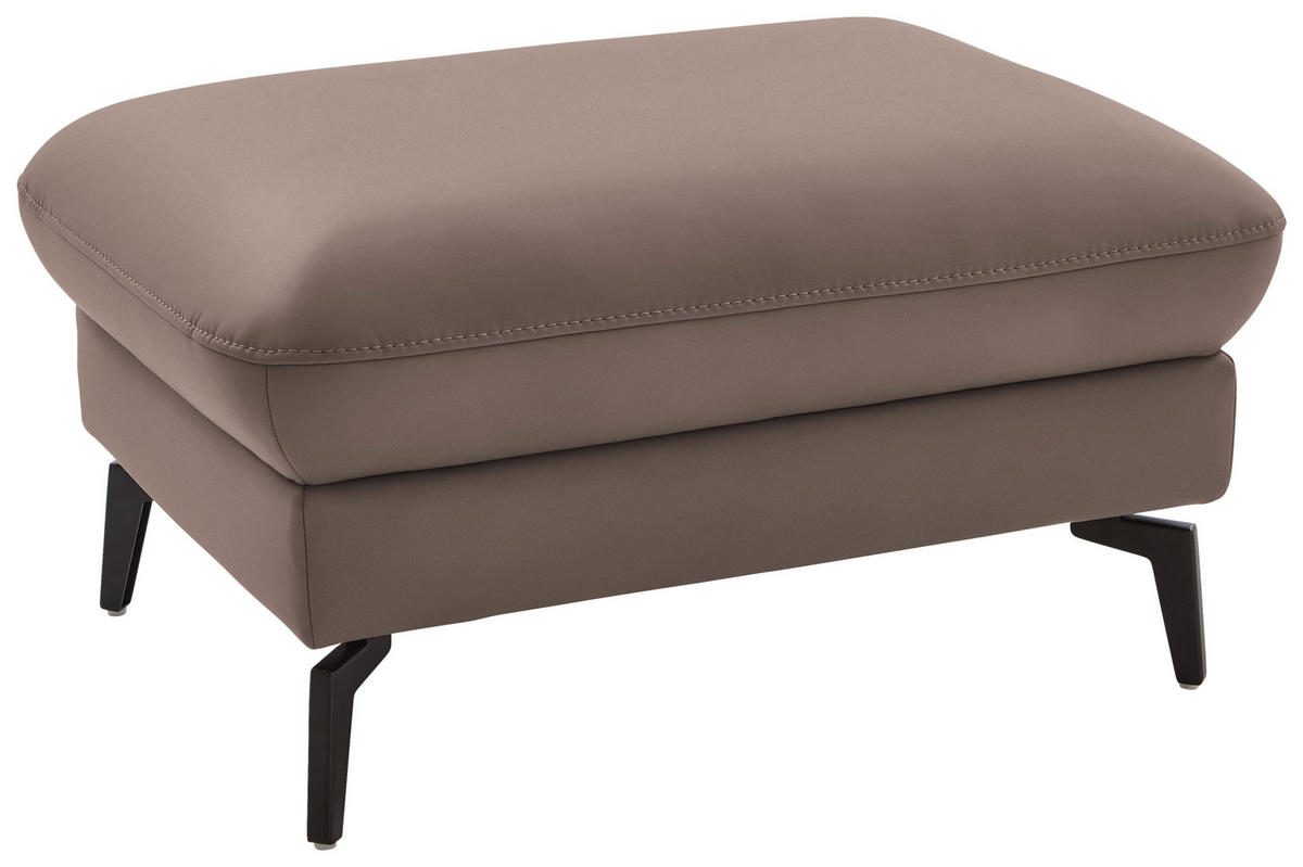 ECKSOFA in Echtleder Taupe  - Taupe/Schwarz, Natur, Leder/Metall (281/168cm) - Valdera