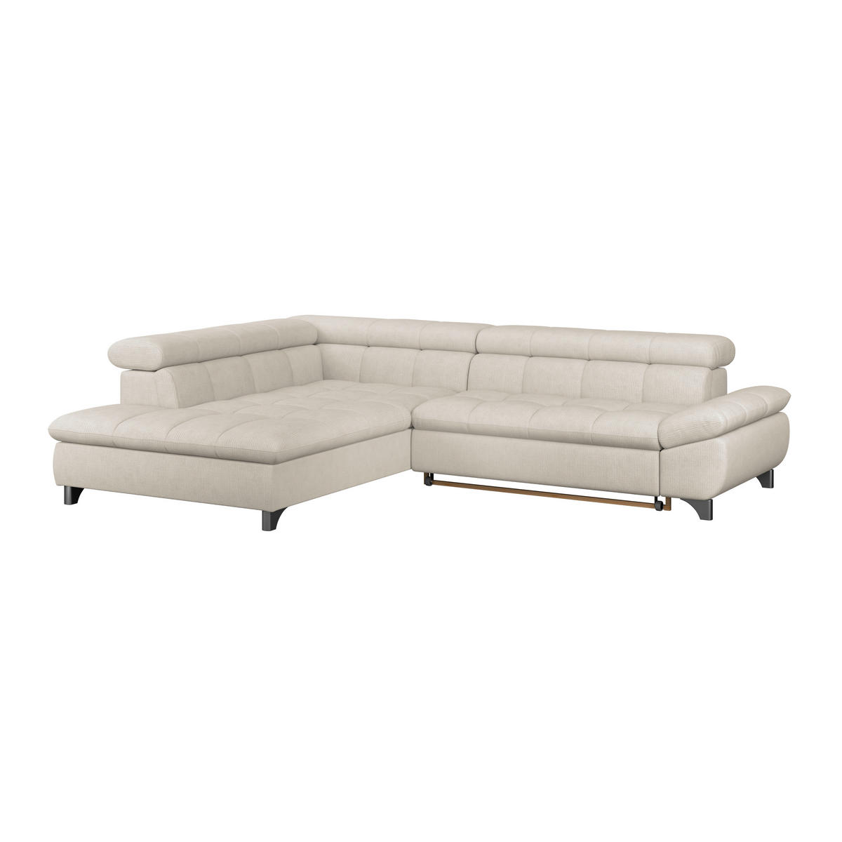ECKSOFA Beige Chenille  - Chromfarben/Beige, KONVENTIONELL, Textil/Metall (234/312cm) - Livetastic