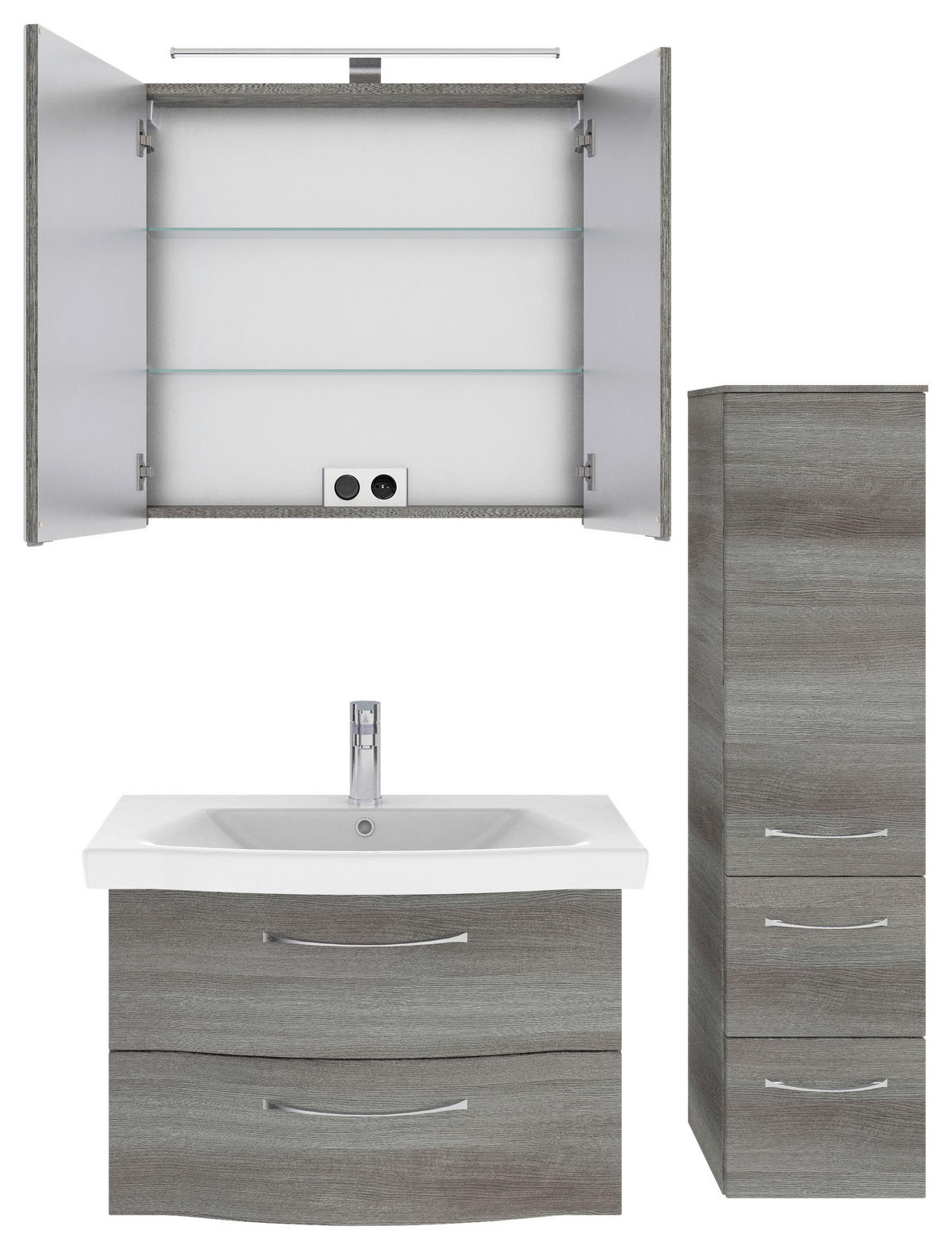 BADEZIMMER 4-teilig  in 112 cm  - Chromfarben/Graphitfarben, KONVENTIONELL, Glas/Keramik (112cm) - Pelipal