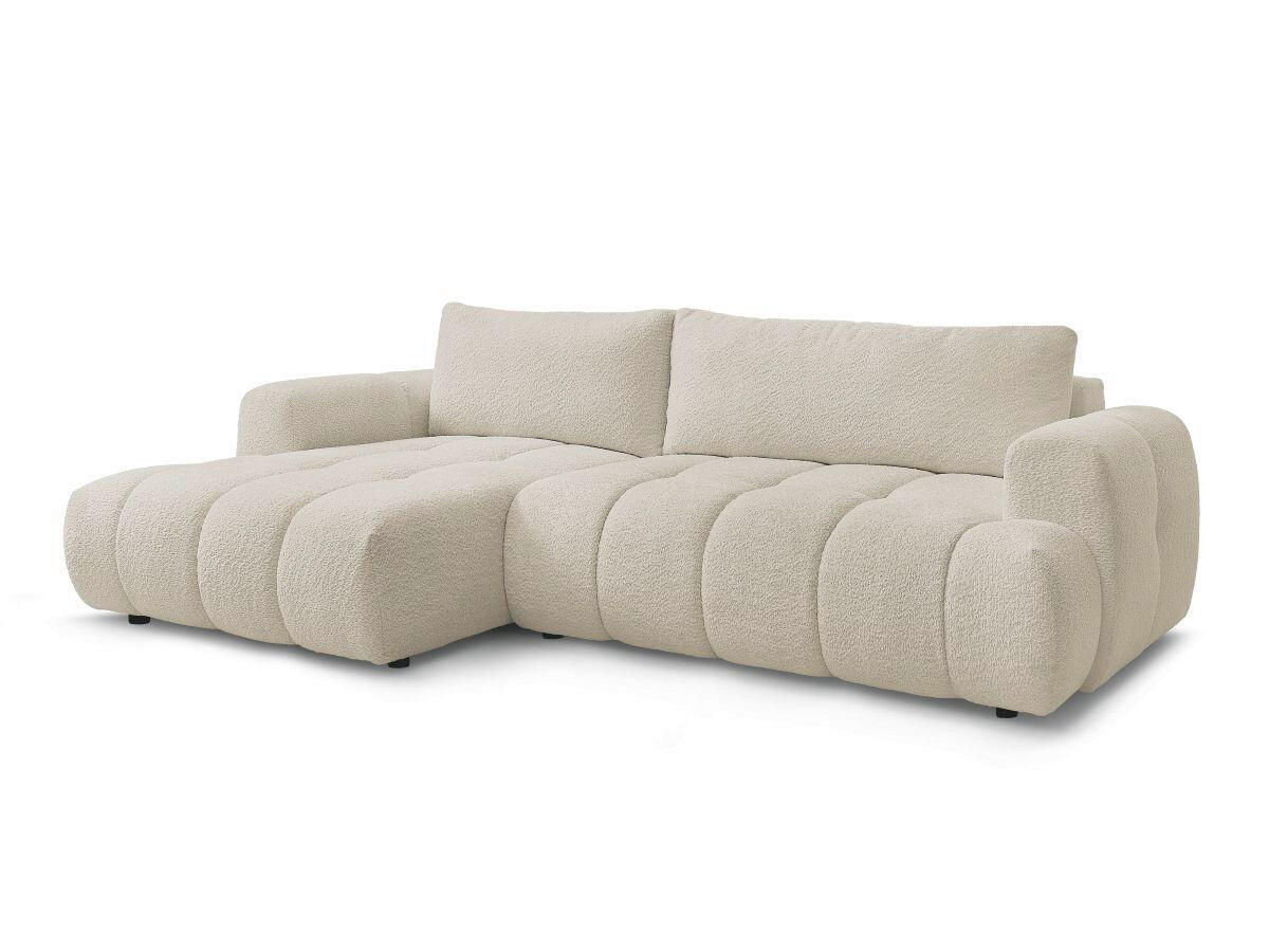 ECKSCHLAFSOFA FUJI Bouclé Beige  inkl.  - Beige/Schwarz, MODERN, Kunststoff/Textil (160/292cm)