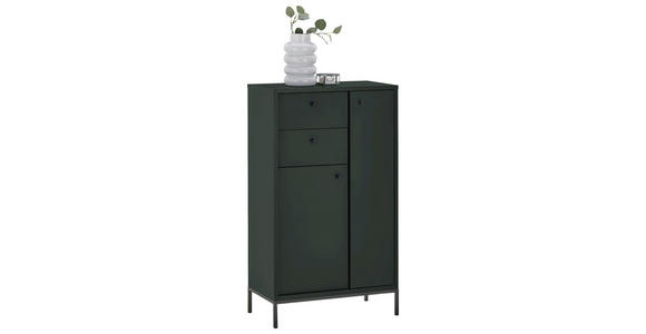HIGHBOARD MOSGRON, 60/106/32 cm, 2 Schublade(n)  - Schwarz/Grün, KONVENTIONELL, Holzwerkstoff/Kunststoff (60/106/32cm) - Xora