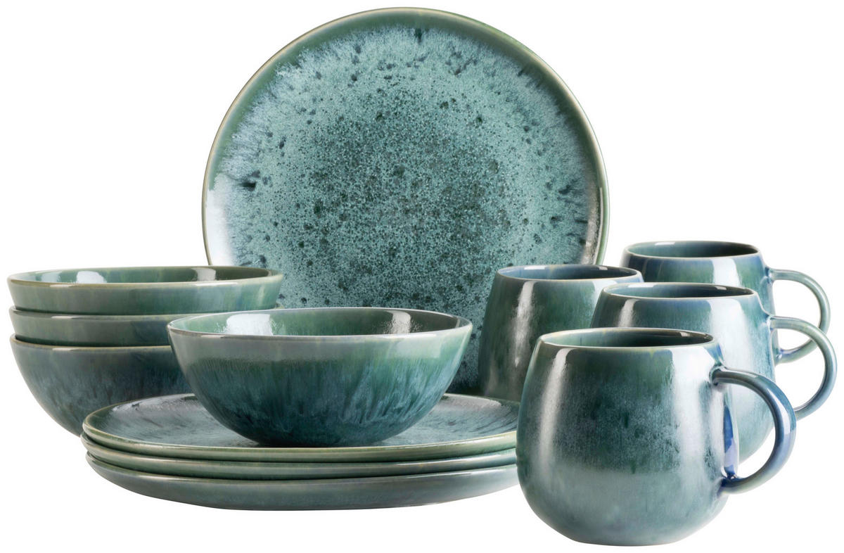 FRÜHSTÜCKSSET Carellia 12-teilig  - Blau, Trend, Keramik - Mäser