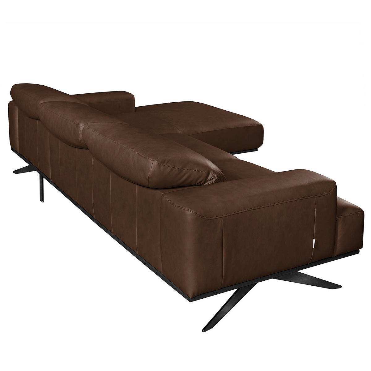 ECKSOFA  in Echtleder Dunkelbraun  295/187 cm  - Dunkelbraun/Schwarz, Design, Leder/Metall (295/187cm) - Livetastic