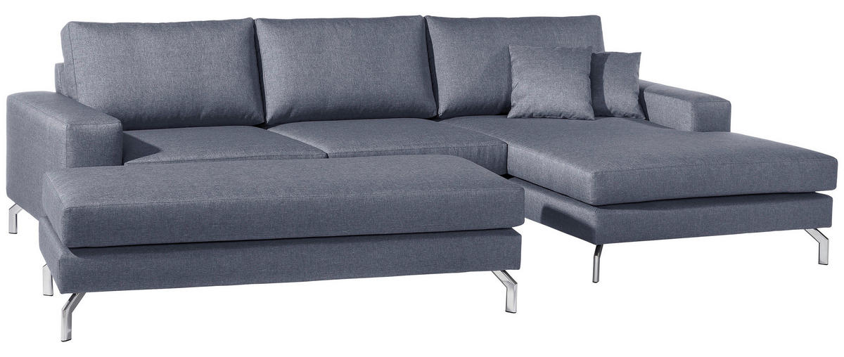 HOCKER Flachgewebe Dunkelblau  - Silberfarben/Dunkelblau, Design, Textil/Metall (155/45/67cm) - Max Winzer