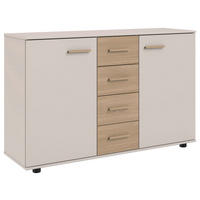 KOMODA, barve hrasta, kašmir  - kašmir/črna, Konvencionalno, umetna masa/leseni material (130/83/41cm) - Xora