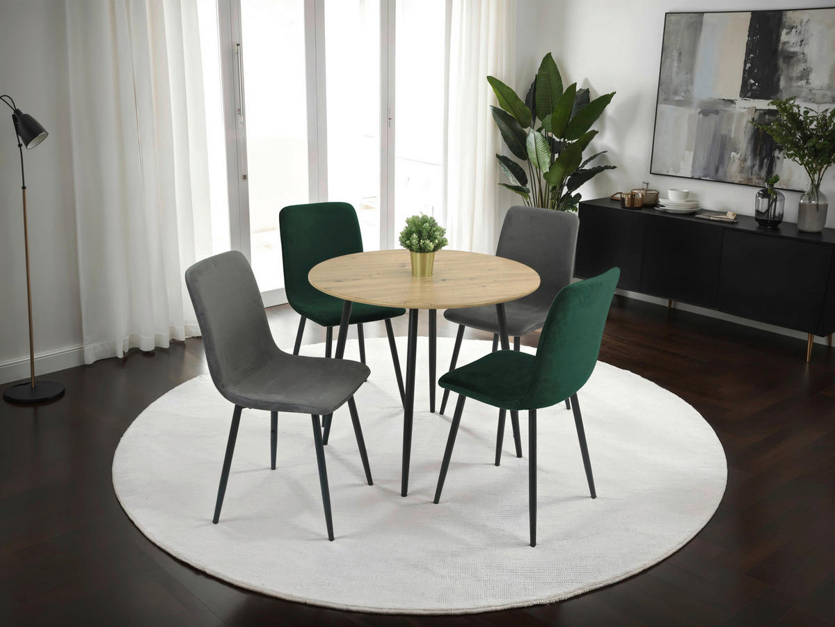 ESSTISCH 90/76/90 cm Nachbildung  Metall, Holzwerkstoff rund Schwarz, Eiche Artisan  - Schwarz/Eiche Artisan, MODERN, Holzwerkstoff/Metall (90/76/90cm) - P & B