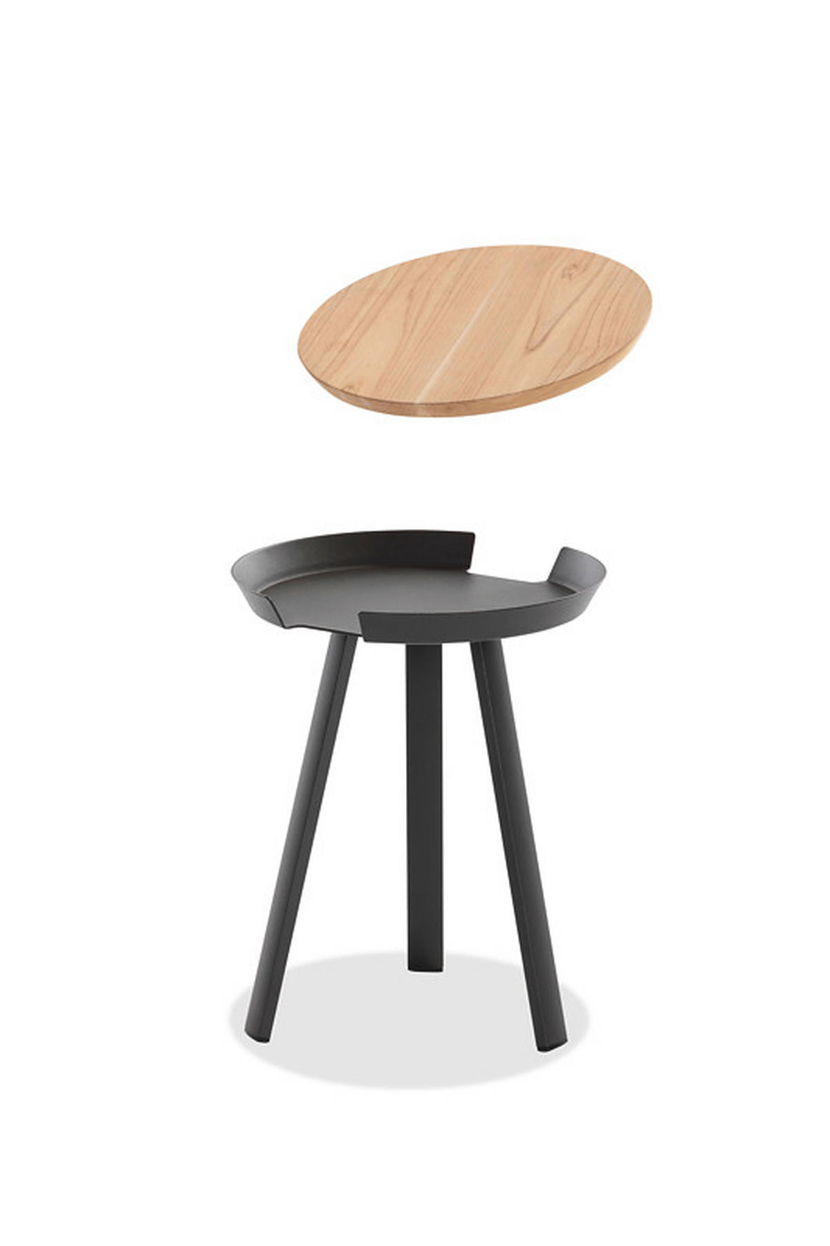 GARTENBEISTELLTISCH - Anthrazit/Teakfarben, Modern, Holz/Metall (40/40/50cm)