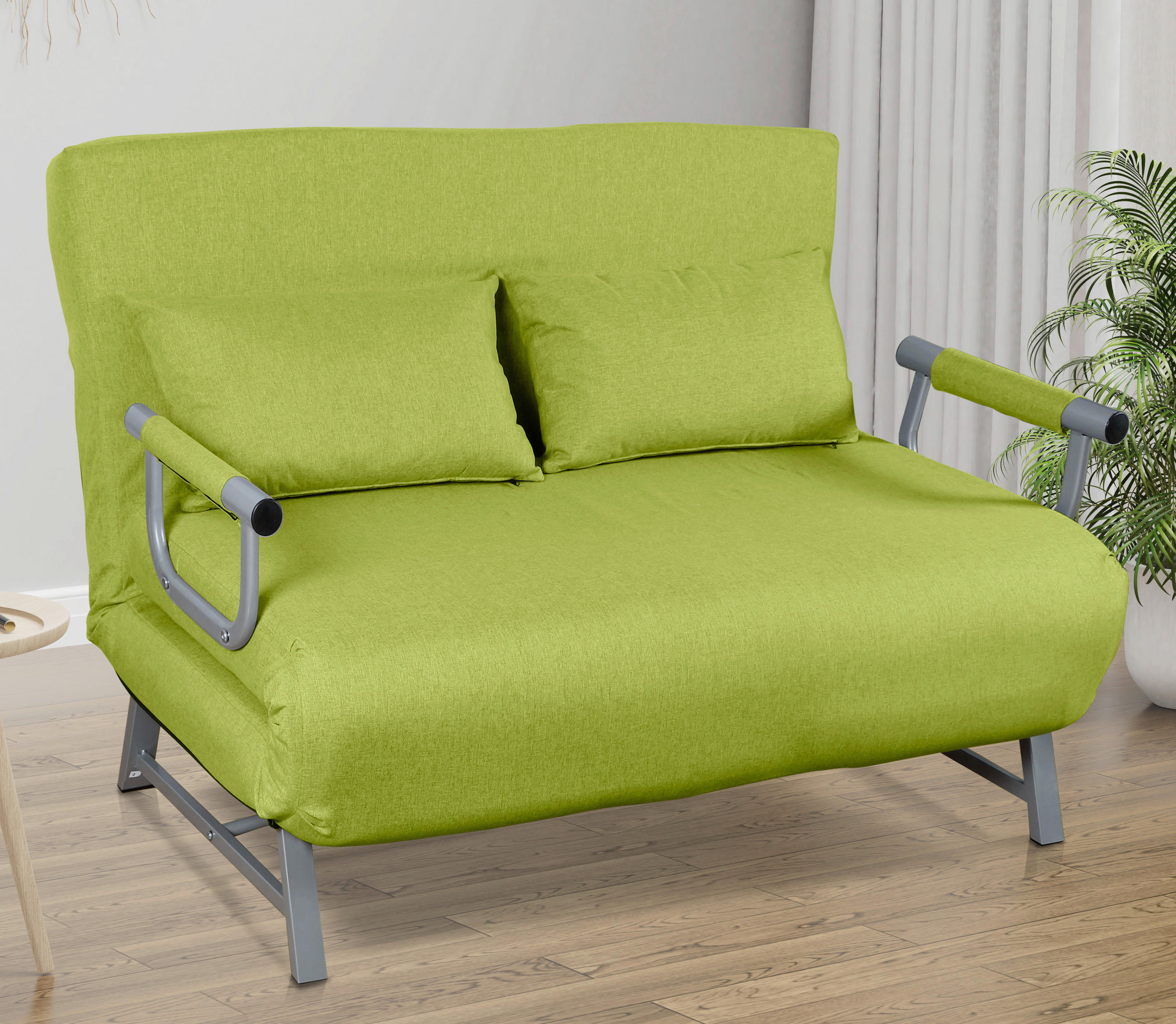 BÄDDSOFFA i grön  - grön/grå, Modern, metall/textil (127/95/78cm) - MID.YOU