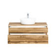 WASCHTISCHKOMBI 101 cm  - Eiche Wotan/Weiß, Natur, Keramik/Holzwerkstoff (101cm) - Xora