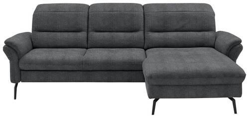 ECKSOFA in Flachgewebe Anthrazit  - Anthrazit/Schwarz, Konventionell, Textil/Metall (260/181cm) - Beldomo Speed