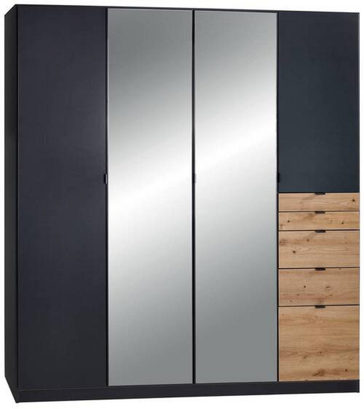 DREHTÜRENSCHRANK in Dunkelgrau, Eiche Artisan  - Eichefarben/Dunkelgrau, Modern, Holzwerkstoff (181/197/54cm) - Rauch Möbel