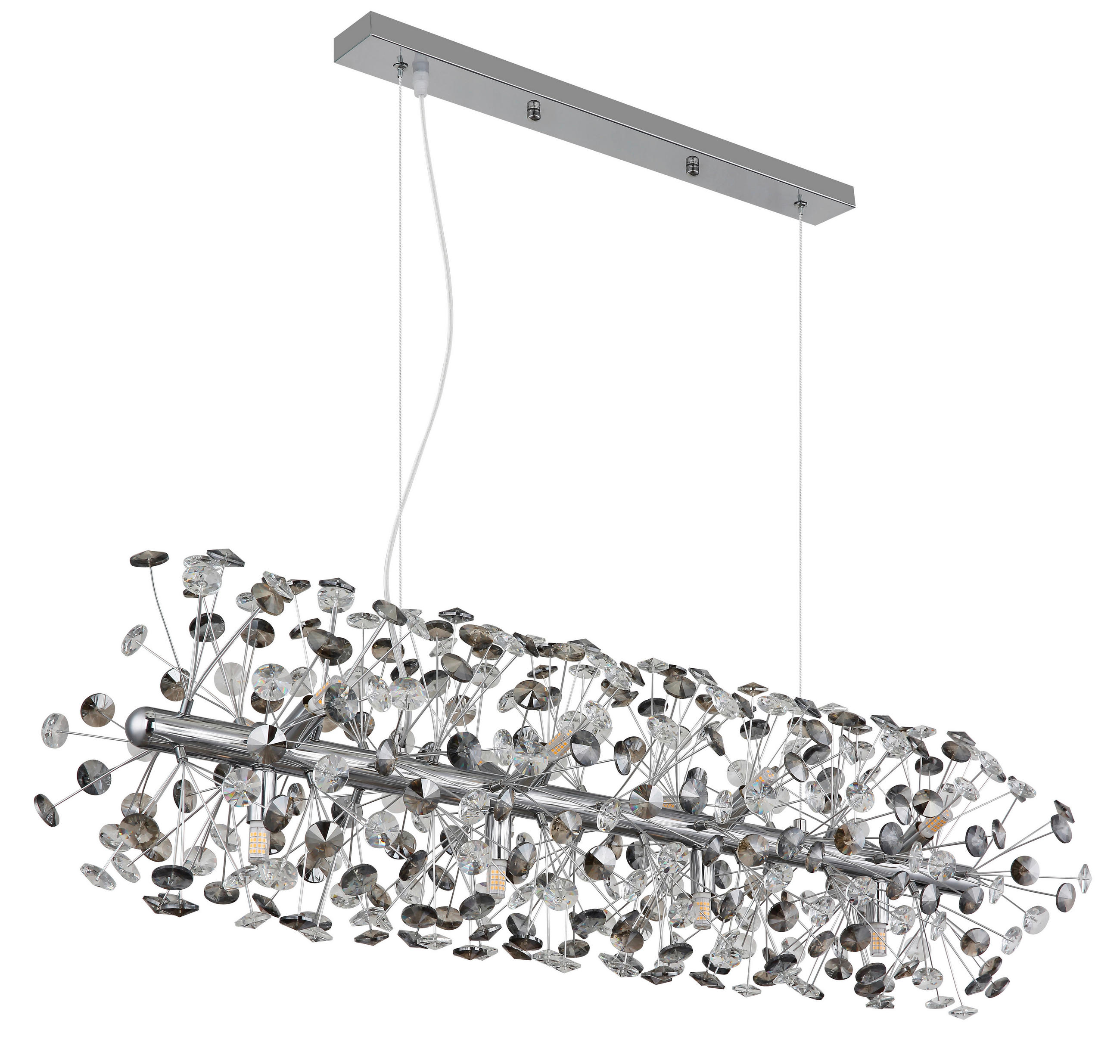 KRISTALL-HÄNGELEUCHTE 90/30/150 cm   - Klar/Chromfarben, LIFESTYLE, Glas/Kunststoff (90/30/150cm) - Globo