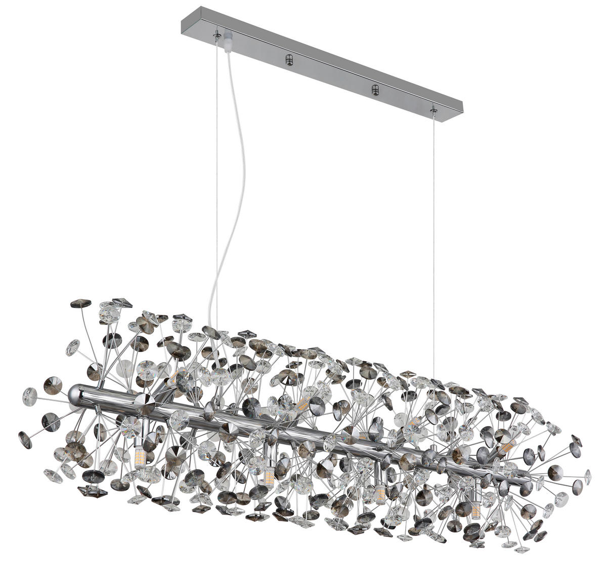 KRISTALL-HÄNGELEUCHTE 90/30/150 cm   - Klar/Chromfarben, LIFESTYLE, Glas/Kunststoff (90/30/150cm) - Globo