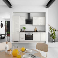 KÜCHENBLOCK Flash 270 cm  in Schieferfarben, Hellgrau  - Schieferfarben/Edelstahlfarben, MODERN, Holzwerkstoff/Metall (270cm) - Nobilia