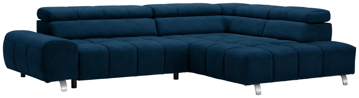 ECKSOFA Blau Webstoff  - Blau/Dunkelgrau, Design, Textil/Metall (295/201cm) - Hom`in