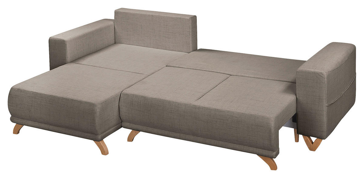 ECKSOFA Bella Graphitfarben Textilgeflecht  - Wengefarben/Graphitfarben, Design, Holz/Textil (257/174cm) - Livetastic