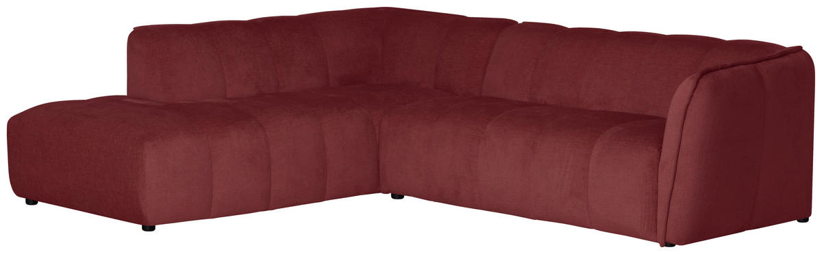 ECKSOFA LIVOLI in Chenille Bordeaux  218/260 cm  - Bordeaux/Schwarz, Design, Textil (218/260cm) - MID.YOU