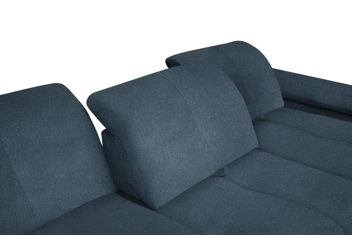 ECKSOFA in Flachgewebe Blau  - Blau/Schwarz, Design, Textil/Metall (313/242cm) - Xora