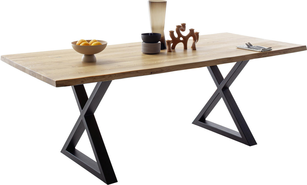 ESSTISCH in Holz 200/100/76 cm  - Wildeiche/Schwarz, Konventionell, Holz/Metall (200/100/76cm) - Valdera