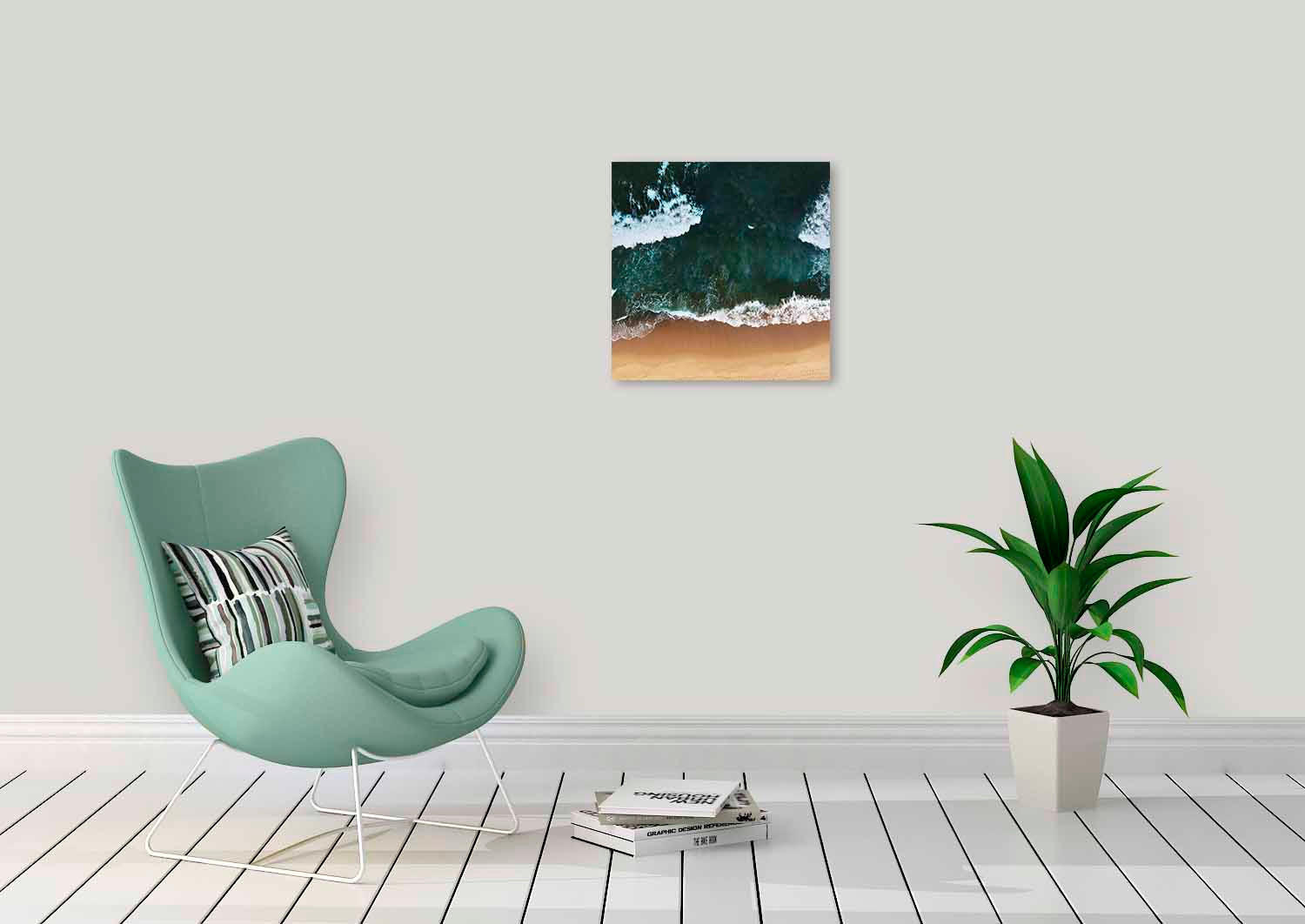 ALUMINIUMBILD Landschaft & Natur, Strand & Meer, Wasser 74/74 cm  - Beige/Weiß, Design, Metall (74/74cm)