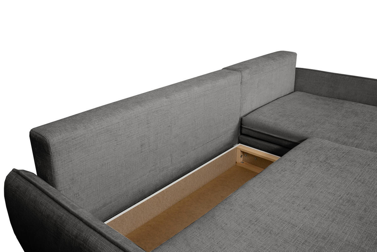 ECKSOFA Graubraun Chenille  - Graubraun/Buchefarben, KONVENTIONELL, Holz/Textil (244/163cm) - Carryhome