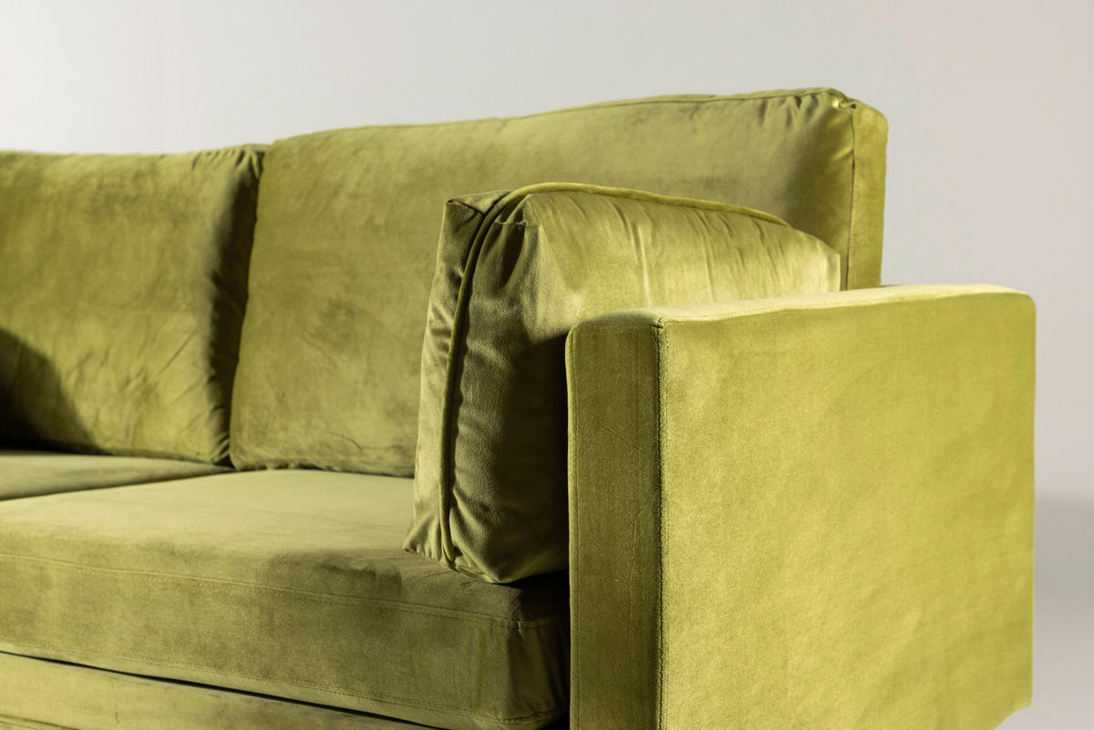 2-SITS SOFFA i metall, textil grön, guldfärgad  - grön/guldfärgad, Design, metall/textil (203/84/90cm) - Livetastic