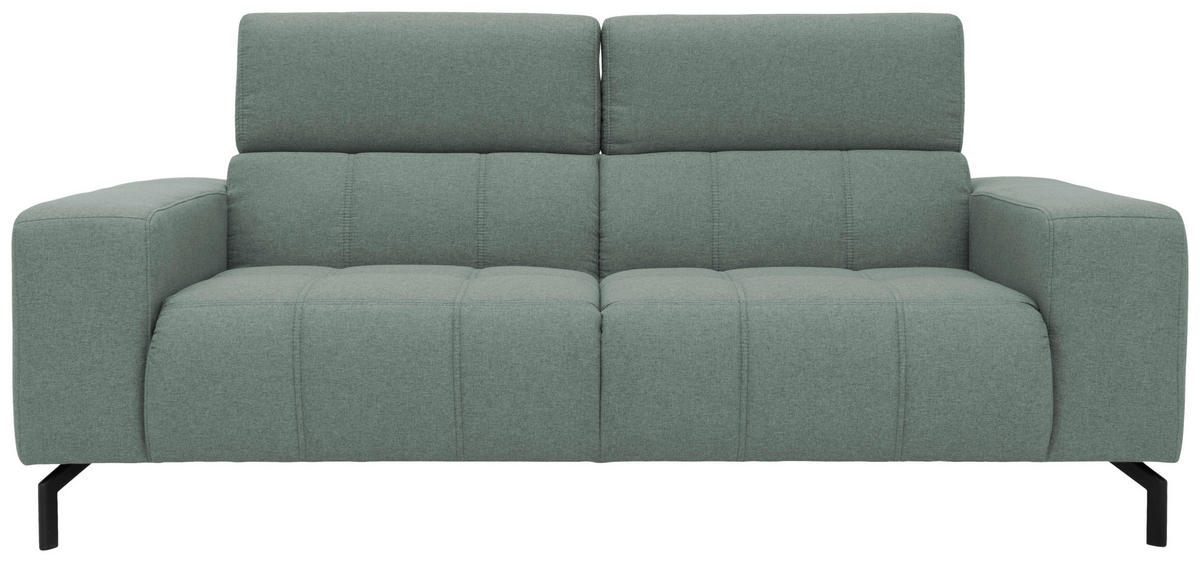 2-SITZER-SOFA Webstoff Hellblau  - Schwarz/Hellblau, Design, Textil/Metall (208/79/104cm) - MID.YOU