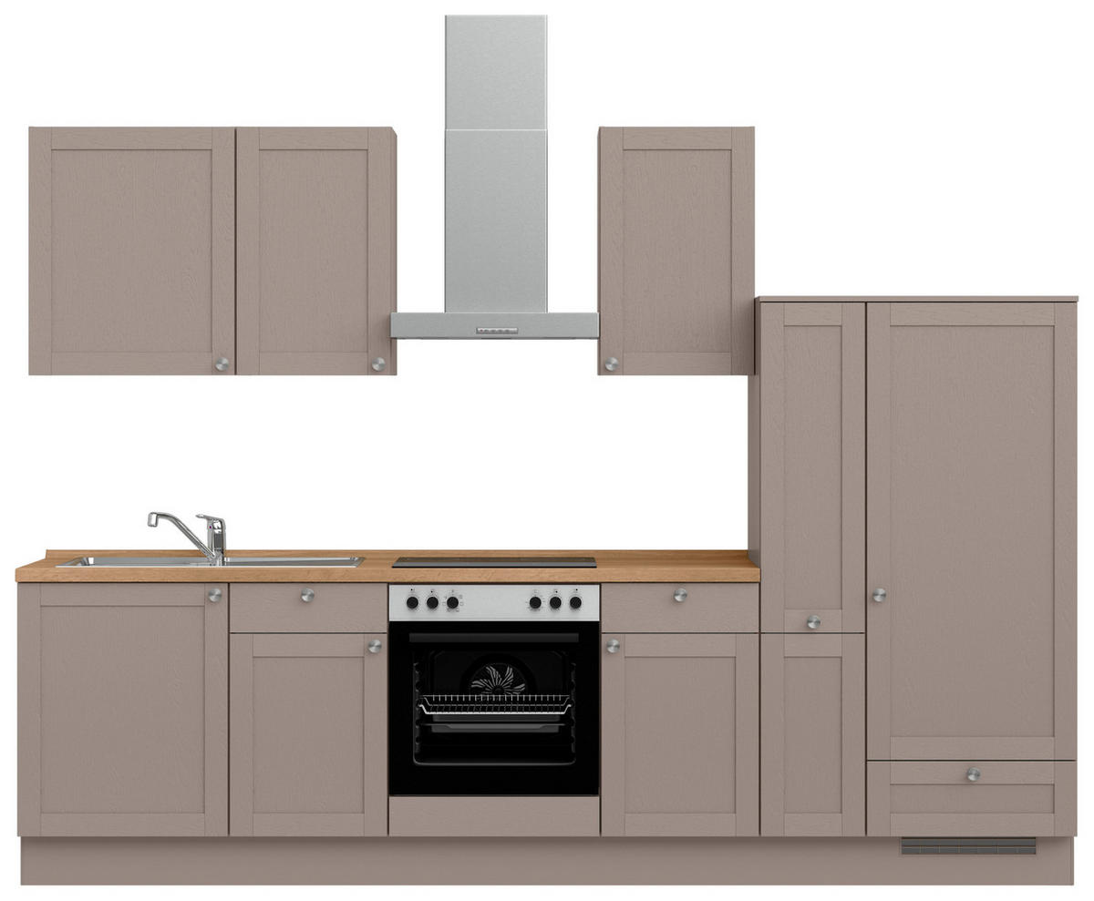 KÜCHENLEERBLOCK Frame 300 cm  in Eichefarben, Beigebraun  - Edelstahlfarben/Eichefarben, MODERN, Holzwerkstoff/Metall (300cm) - Nobilia