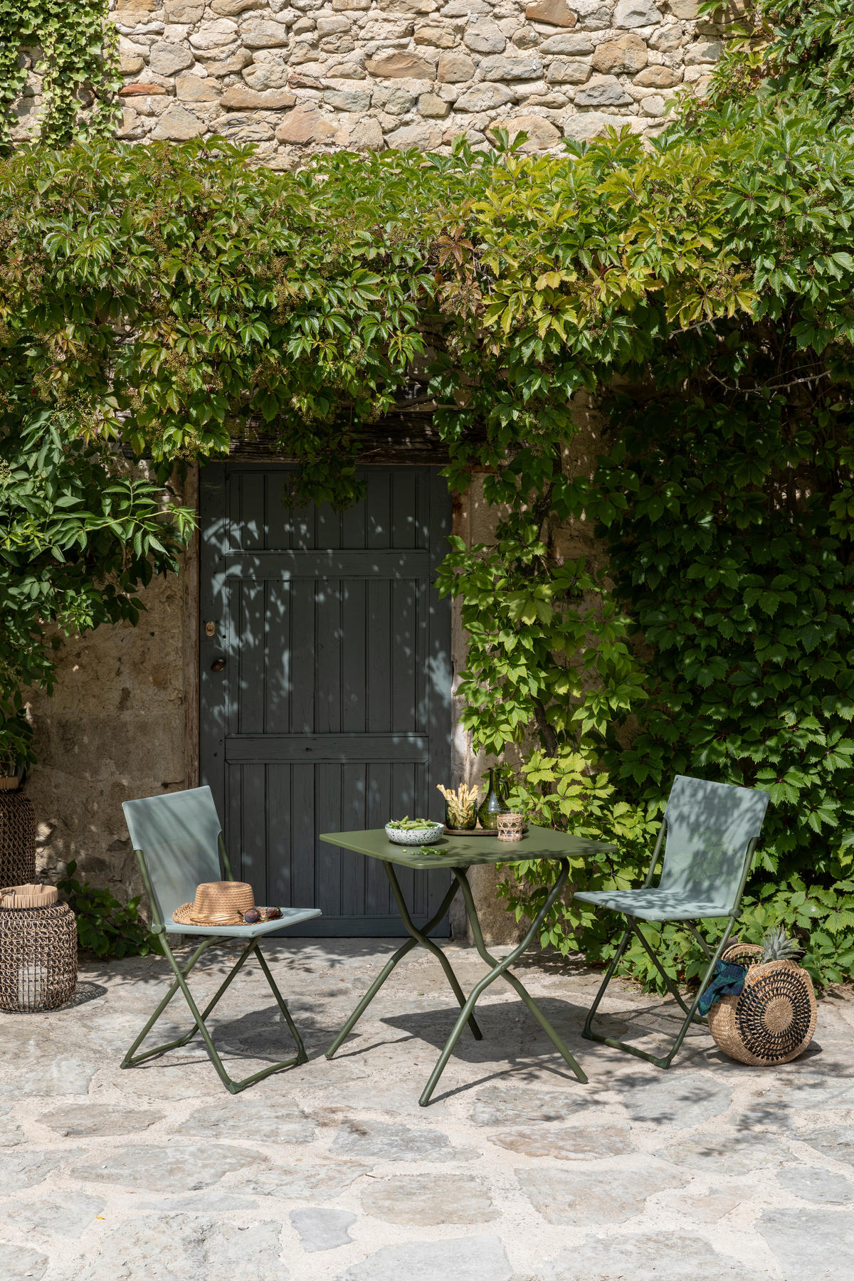 GARTENKLAPPTISCH 70/64/73 cm Metall rechteckig  - Waldgrün, Basics, Metall (70/64/73cm) - Lafuma Mobilier