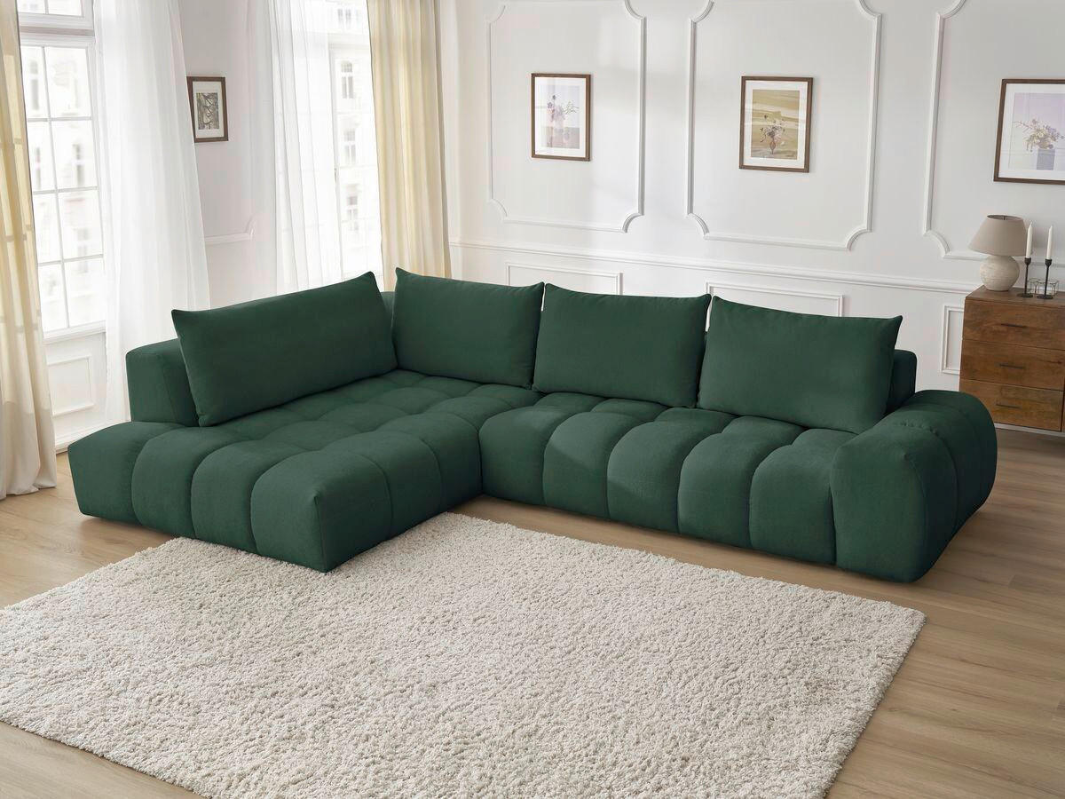 ECKSOFA Ottomane links  EVEREST Grün Struktur  - Schwarz/Grün, MODERN, Kunststoff/Textil (210/352cm) - Livetastic