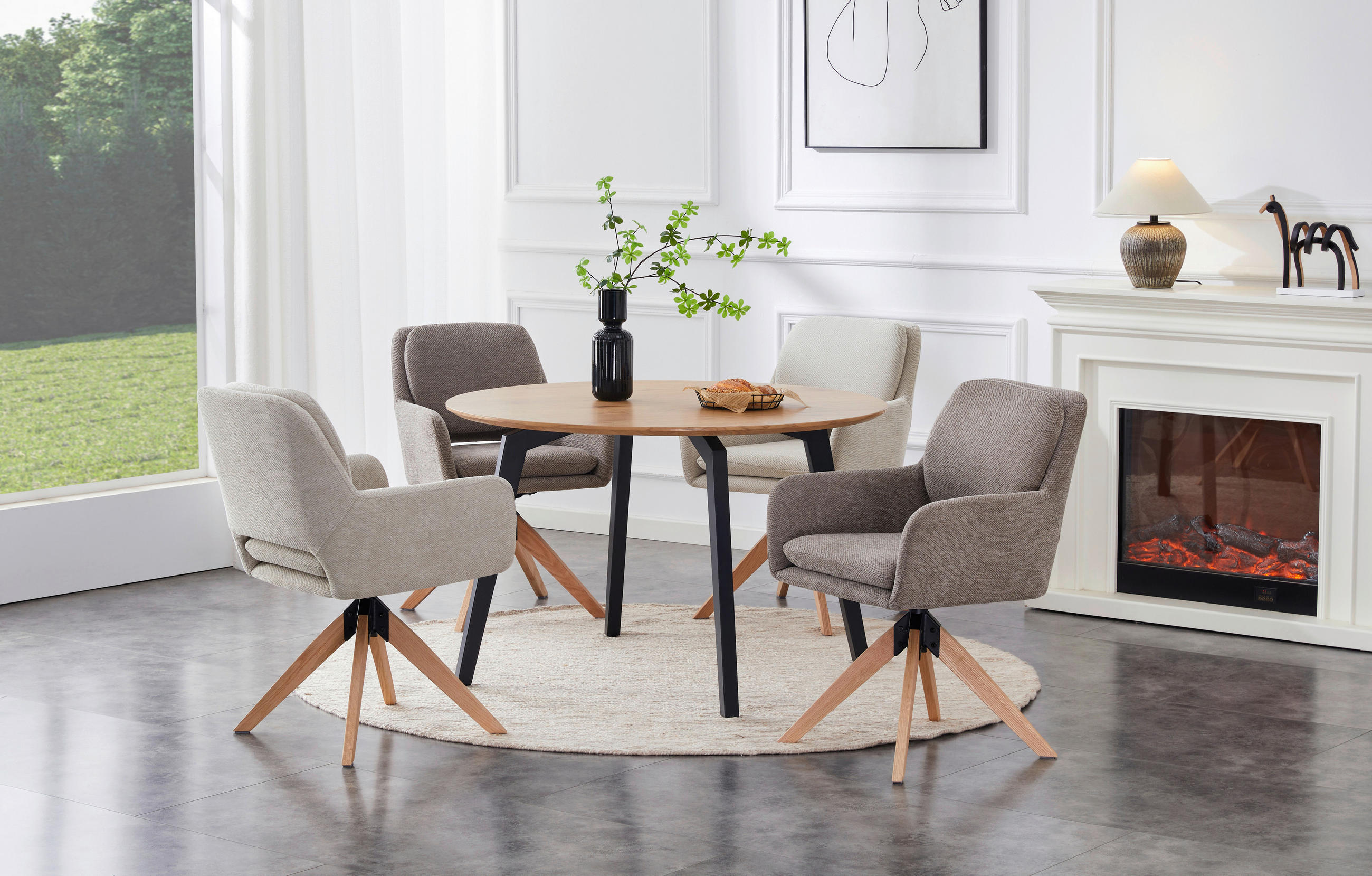 ARMLEHNSTUHL  in Eisen Webstoff  - Braun/Naturfarben, KONVENTIONELL, Holz/Textil (59/89/65cm) - Livetastic
