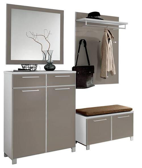 GARDEROBE 5-teilig  in 175/195/40 cm  - Taupe/Hellbraun, Design, Glas/Holzwerkstoff (175/195/40cm)