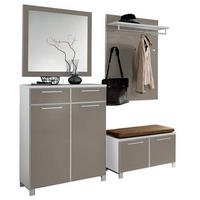 GARDEROBE 5-teilig  in 175/195/40 cm  - Taupe/Hellbraun, Design, Glas/Holzwerkstoff (175/195/40cm)
