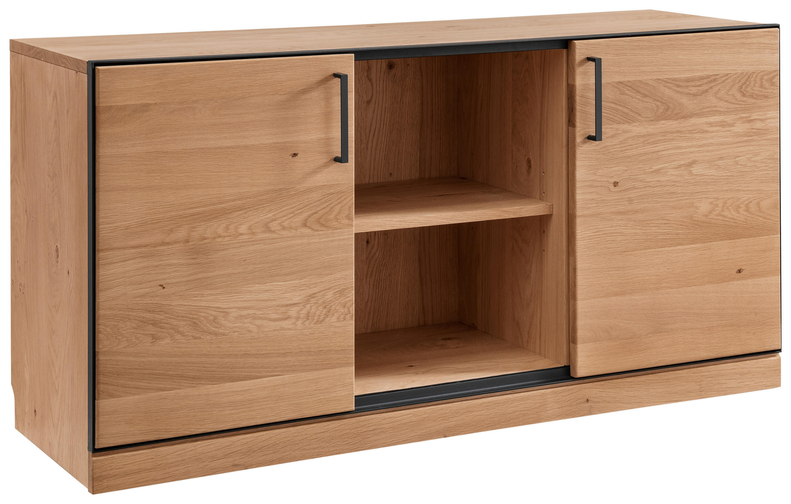 KOMMODE  in 120/66/42 cm  - Eichefarben/Schwarz, Natur, Holz/Metall (120/66/42cm) - Linea Natura