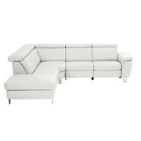 ECKSOFA in Echtleder Weiß  239/271 cm  - Alufarben/Weiß, Design, Leder/Metall (239/271cm) - Cantus