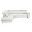 ECKSOFA in Echtleder Weiß 239/271 cm - Alufarben/Weiß, Design, Leder/Metall (239/271cm) - Cantus
